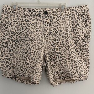 Sejour Beige and Black Leopard Print Bermuda Shorts